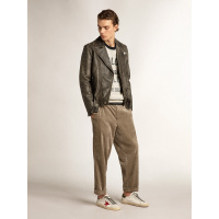 Golden Goose Mens Super Star With Red Suede Star And Green Leather Heel Tab