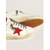 Мужские кеды Golden Goose Mens Super Star With Red Suede Star And Green Leather Heel Tab