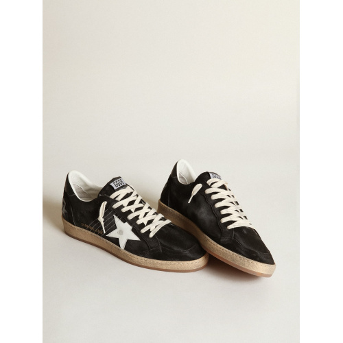 Мужские кеды Golden Goose Mens Ball Star In Black Suede With White Leather Star