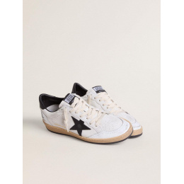 Golden Goose Mens Ball Star In White Nappa With Black Star