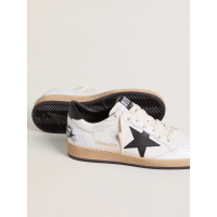 Golden Goose Mens Ball Star In White Nappa With Black Star
