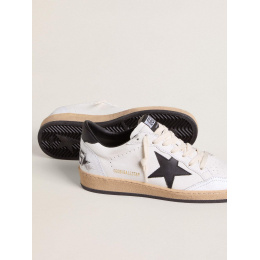 Golden Goose Mens Ball Star In White Nappa With Black Star
