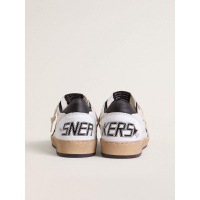 Golden Goose Mens Ball Star In White Nappa With Black Star