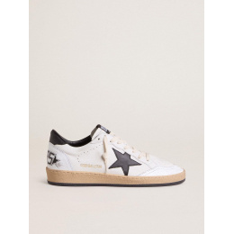 Golden Goose Mens Ball Star In White Nappa With Black Star