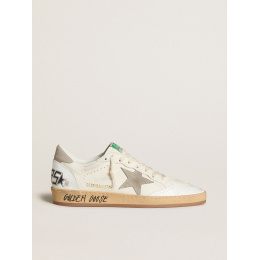 Golden Goose Ball Star In Nappa Leather With Gray Nubuck Star And Heel Tab