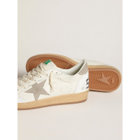 Golden Goose Mens Ball Star In Nappa Leather With Gray Nubuck Star And Heel Tab