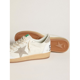 Golden Goose Ball Star In Nappa Leather With Gray Nubuck Star And Heel Tab