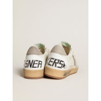 Golden Goose Mens Ball Star In Nappa Leather With Gray Nubuck Star And Heel Tab