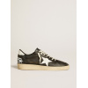 Мужские кеды Golden Goose Mens Ball Star in black nappa with white leather star and heel tab
