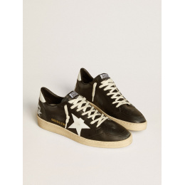 Golden Goose Mens Ball Star In Black Nappa With White Leather Star And Heel Tab