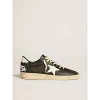Golden Goose Mens Ball Star in black nappa with white leather star and heel tab