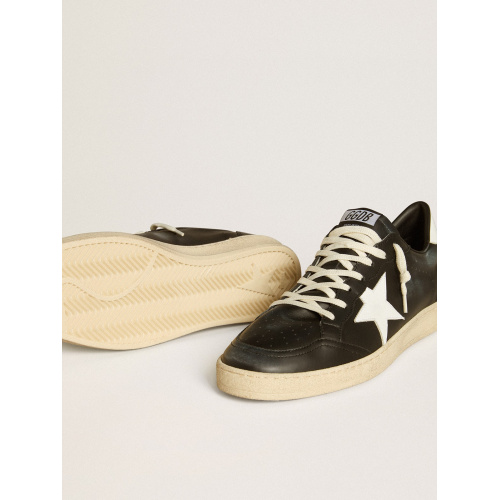 Мужские кеды Golden Goose Mens Ball Star In Black Nappa With White Leather Star And Heel Tab
