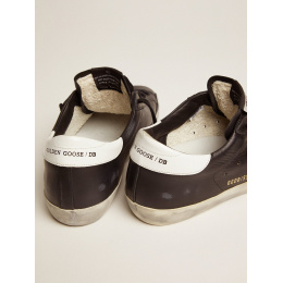 Golden Goose Super Star In Black Leather With White Leather Star And Heel Tab
