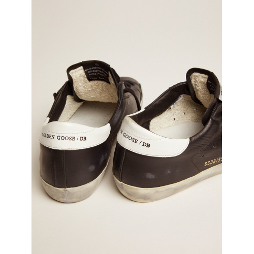 Женские кеды Golden Goose Super Star In Black Leather With White Leather Star And Heel Tab