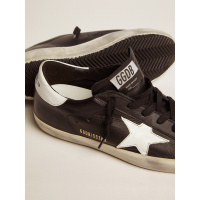 Golden Goose Super Star In Black Leather With White Leather Star And Heel Tab