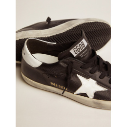 Golden Goose Super Star In Black Leather With White Leather Star And Heel Tab