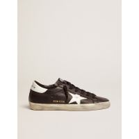 Golden Goose Super Star In Black Leather With White Leather Star And Heel Tab