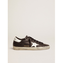 Golden Goose Super Star In Black Leather With White Leather Star And Heel Tab