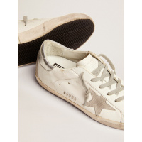 Golden Goose Super Star With Silver Heel Tab And Metal Stud Lettering