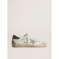 Golden Goose Super Star With Gray Star And Dark Gray Glitter Heel Tab