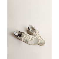 Golden Goose Super Star With Gray Star And Dark Gray Glitter Heel Tab
