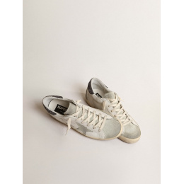 Golden Goose Super Star With Gray Star And Dark Gray Glitter Heel Tab