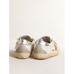 Golden Goose Super Star With Gold Glitter Star And Ice-Gray Suede Inserts