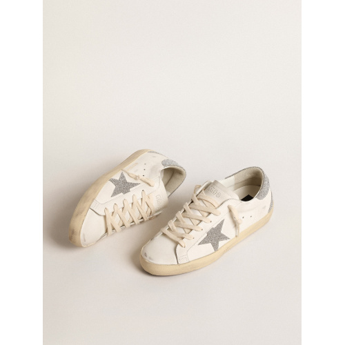 Женские кеды Golden Goose Super Star With Silver Swarovski Crystal Star And Heel Tab