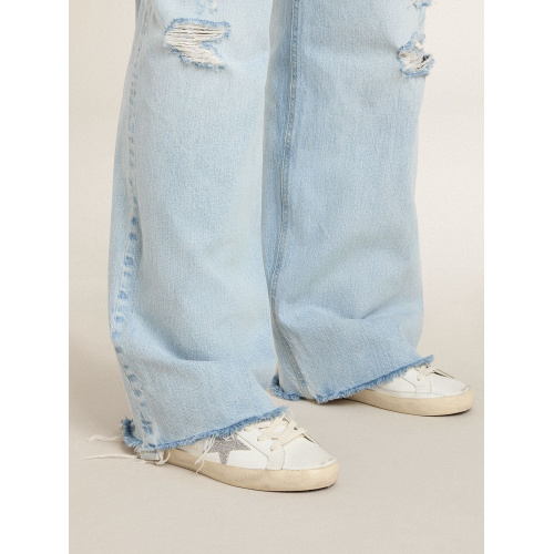 Женские кеды Golden Goose Super Star With Silver Swarovski Crystal Star And Heel Tab