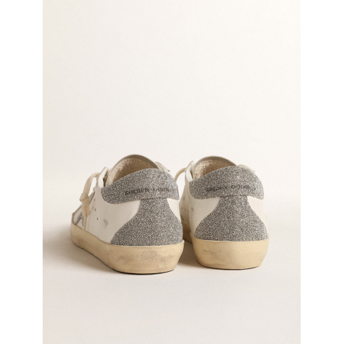 Женские кеды Golden Goose Super Star With Silver Swarovski Crystal Star And Heel Tab