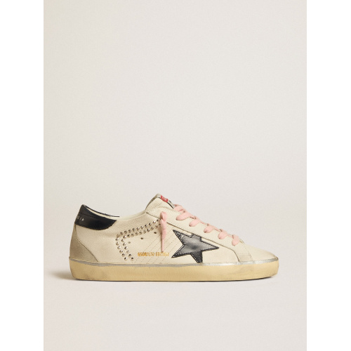 Женские кеды Golden Goose Super Star Ltd With Blue Leather Star And Decorative Studs