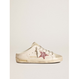 Golden Goose Bio-Based Super Star Sabot With Pink Glitter Star And Suede Toe