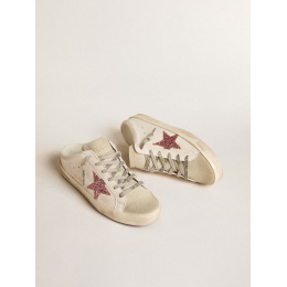 Golden Goose Bio-Based Super Star Sabot With Pink Glitter Star And Suede Toe