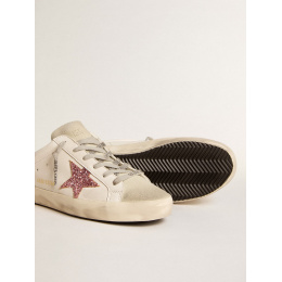 Golden Goose Bio-Based Super Star Sabot With Pink Glitter Star And Suede Toe