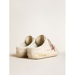 Golden Goose Bio-Based Super Star Sabot With Pink Glitter Star And Suede Toe