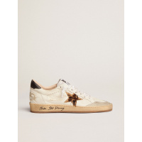 Golden Goose Ball Star With Leopard Print Pony Skin Star And Black Heel Tab