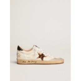 Golden Goose Ball Star With Leopard Print Pony Skin Star And Black Heel Tab