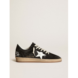 Golden Goose Ball Star In Black Suede With White Leather Star