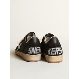 Golden Goose Ball Star In Black Suede With White Leather Star
