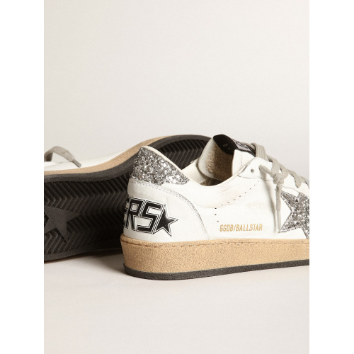 Женские кеды Golden Goose Ball Star In Nappa With White Star And Glitter Heel Tab