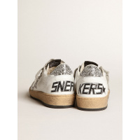 Golden Goose Ball Star In Nappa With White Star And Glitter Heel Tab