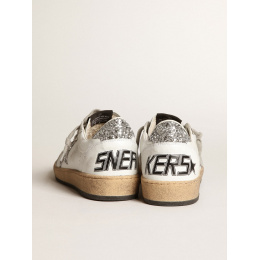Golden Goose Ball Star In Nappa With White Star And Glitter Heel Tab