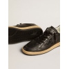 Женские кеды Golden Goose Ball Star In Black Nappa With Black Glitter Star And Suede Heel Tab