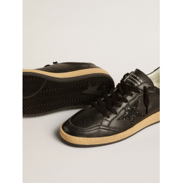 Golden Goose Ball Star In Black Nappa With Black Glitter Star And Suede Heel Tab