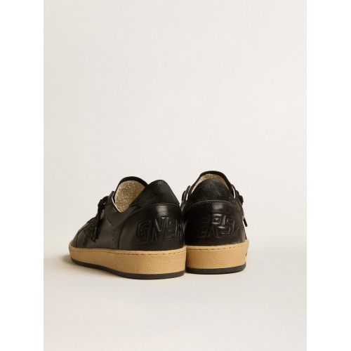 Женские кеды Golden Goose Ball Star In Black Nappa With Black Glitter Star And Suede Heel Tab