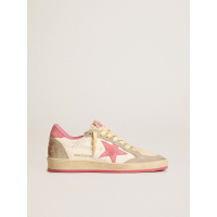 Golden Goose Ball Star Ltd In Nappa With Pink Suede Star And Dove-Gray Inserts