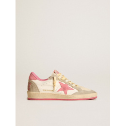 Golden Goose Ball Star Ltd In Nappa With Pink Suede Star And Dove-Gray Inserts