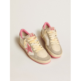 Golden Goose Ball Star Ltd In Nappa With Pink Suede Star And Dove-Gray Inserts