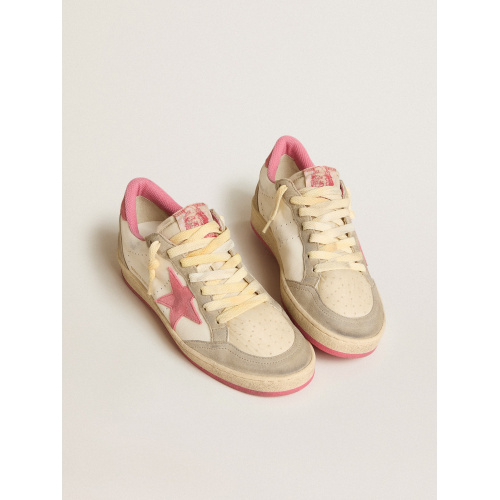 Женские кеды Golden Goose Ball Star Ltd In Nappa With Pink Suede Star And Dove-Gray Inserts