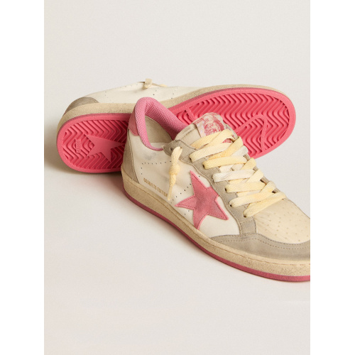 Женские кеды Golden Goose Ball Star Ltd In Nappa With Pink Suede Star And Dove-Gray Inserts